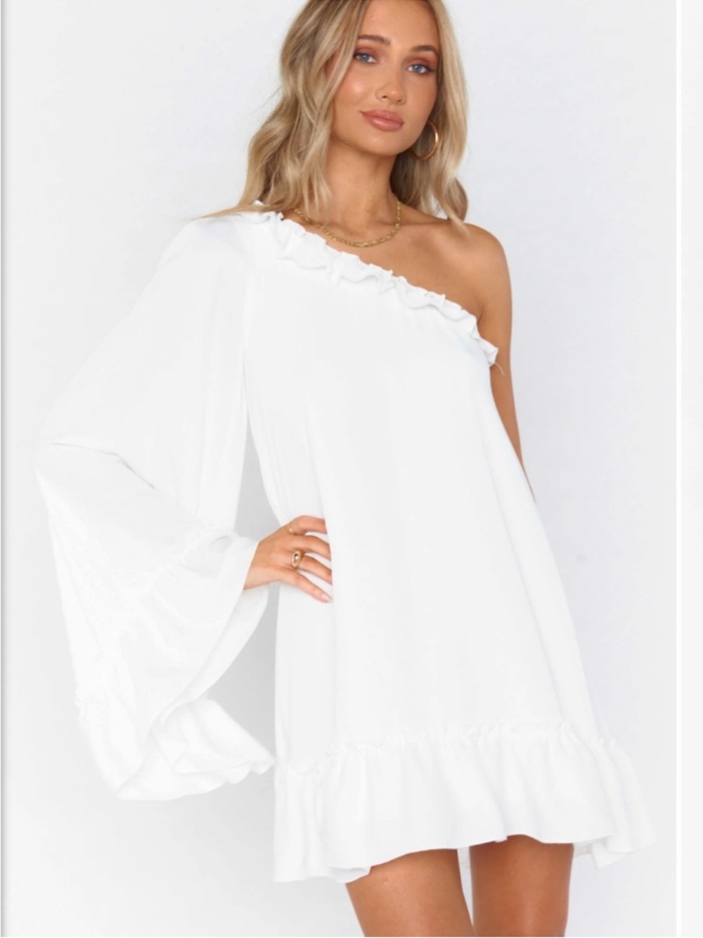 Show Me Your Mumu Wonder Mini Dress White Silky Crepe Mumu Weddings XXL NWT - Picture 2 of 9